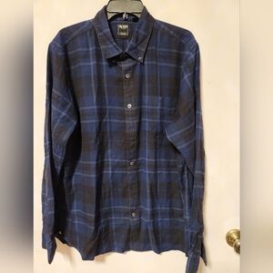 Todd Snyder Blue/Black Plaid Shirt - XL